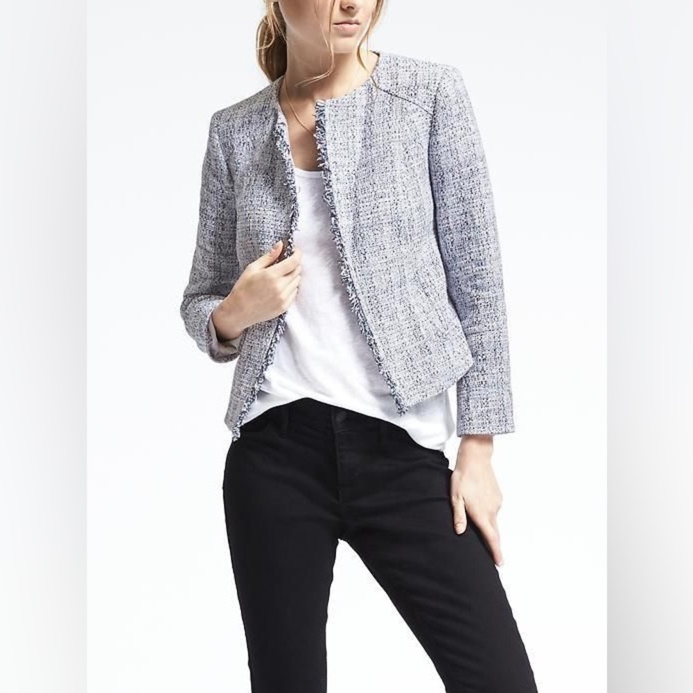 Banana Republic Light Blue Tweed Jacket Size 6